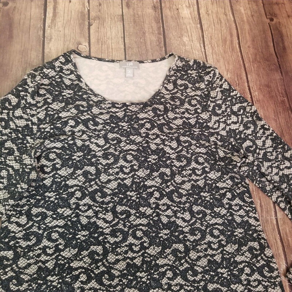 J. Jill Womens Shirt Black Size M Medium Petite Long Sleeve Faux Texture - Picture 8 of 12